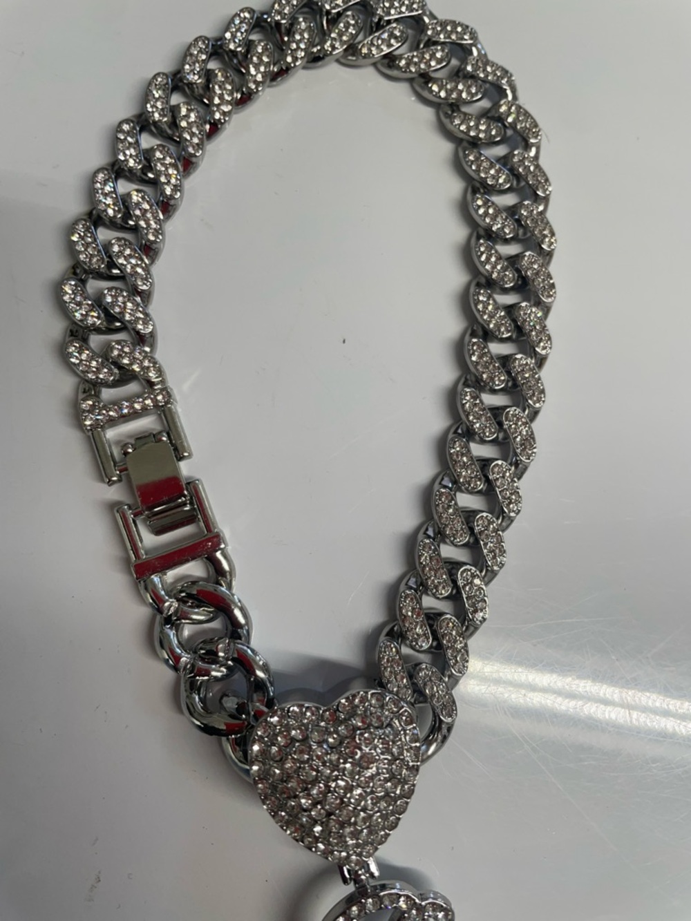 Silver tone Link Bracelet with Heart and Initial A Charm - Picture 3 of 11